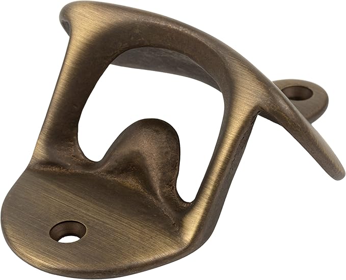Antique Brass Classic Wall Mounted Bottle Opener | Vintage Bar Accessories for the Home or Restaurant | UA-725-AB
