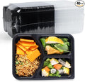 YANGRUI Food Containers Shrink Wrap 40 Pack 38 oz - Leak Proof BPA Free Reusable Flexible Pure PP Plastic Container | Microwave & Dishwasher Safe Meal Prep | Restaurant Grade 3 Compartment Lunch Boxes
