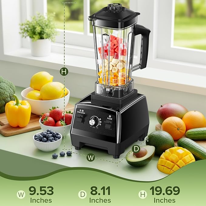 Blender, Blenders for Kitchen with 68Oz. Pitcher and 20Oz. To-go Cup, Countertop Blender for Smoothies, Ice Crushing, Frozen Fruits