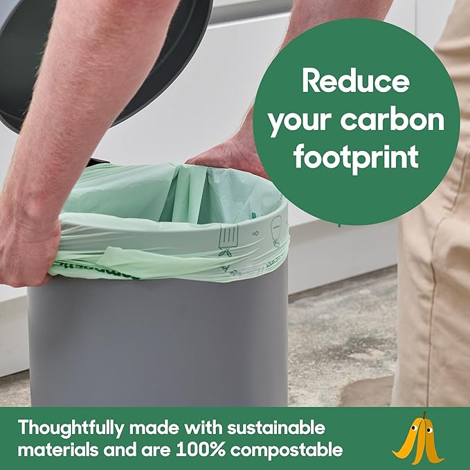 Compostic Home Compostable Trash Bags, 13 Gallon Tall Kitchen Rubbish Bags (23” x 29”), Extra Strong & Quickly Breaks Down, 100 Count