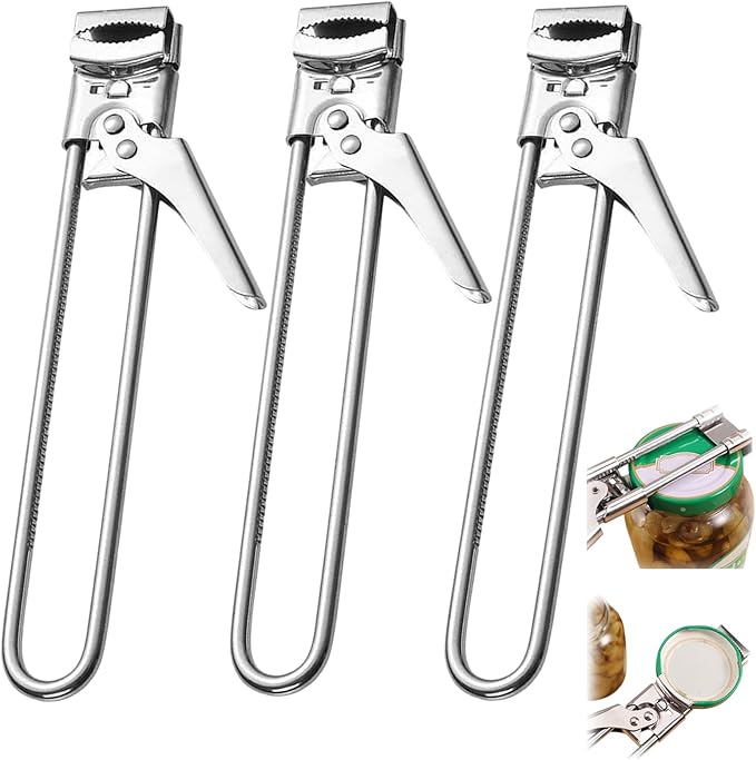 Adjustable Stainless Steel Jar Opener for Weak Hands, Easy Grip Lid Gripper and Bottle Can Opener, Multifunctional Manual Tool for Seniors Kitchen Use (3pcs)
