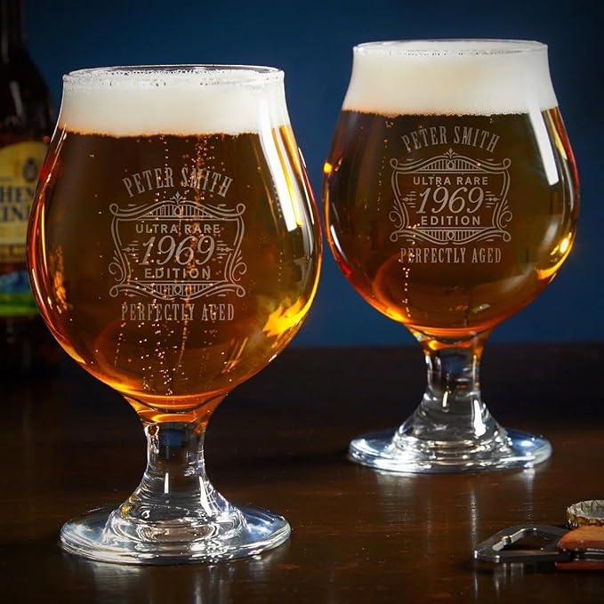 HomeWetBar Classic Monogrammed Snifter Beer Glass (Personalized Product) (Set of 4)