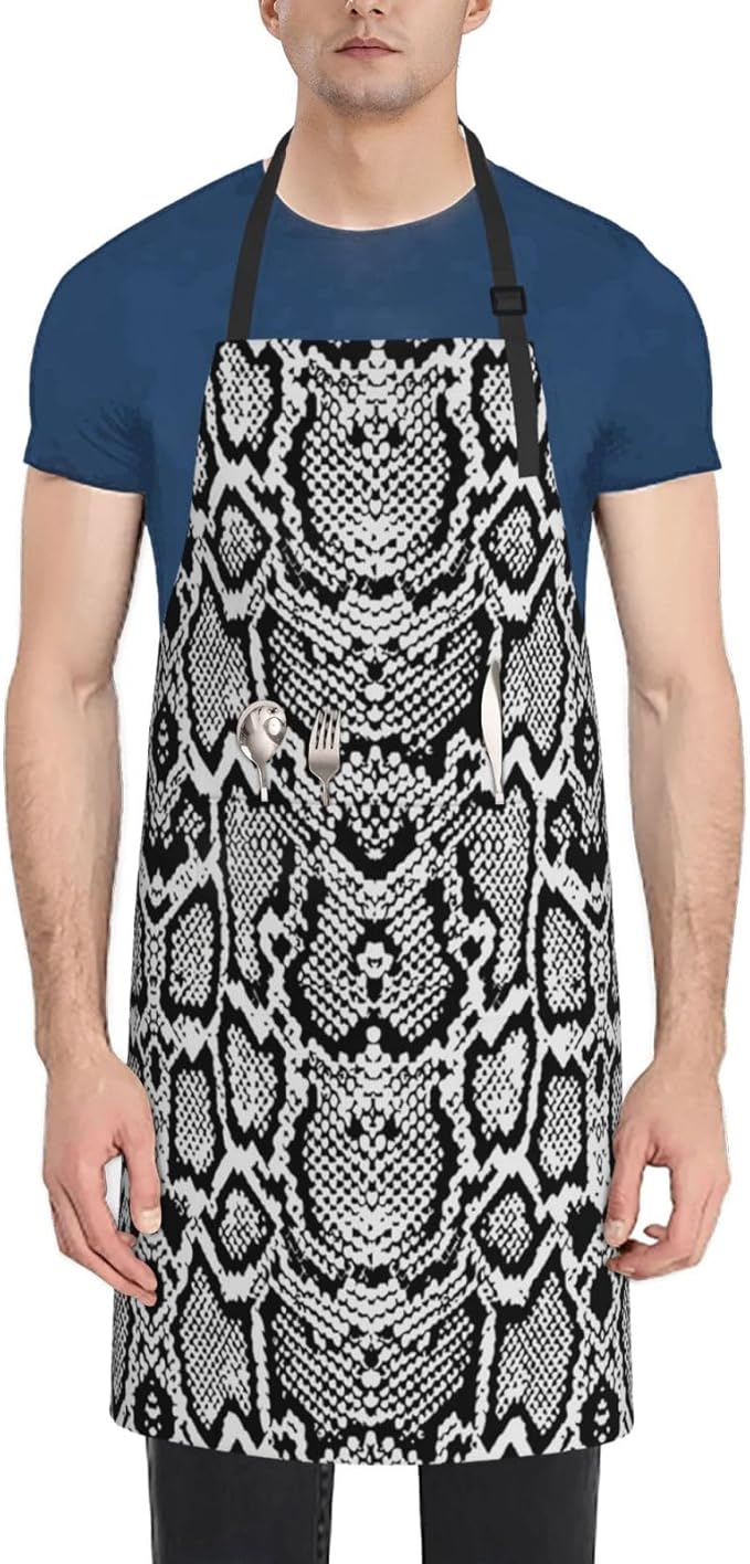 Snakeskin Aprons Cool Aprons with Pockets and Adjustable Mens Apron for Gardening Cooking Kitchen