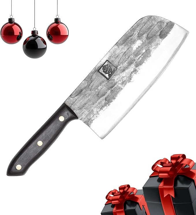 COOLINA Kapeni Butcher Knife, Handmade Forged Multipurpose Meat Cleaver Knife for Kitchen, Home and Outdoor Cooking, Rugged Blade