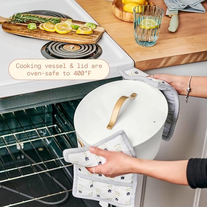 Beautiful 10-in-1 6-Qt Programmable Multi-Cooker with Oven-Safe Pot & 7 Presets – Slow Cook, Rice, Steam, Sauté (White)