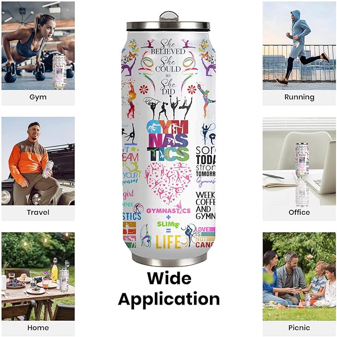Gymnastics Tumbler Cup With Lid,Gifts For Gymnast Gymnastic Birthday Gift Stainless Steel Vacuum Coffee Mug Cup Gymnastic Gifts For Women Girls 17 Oz