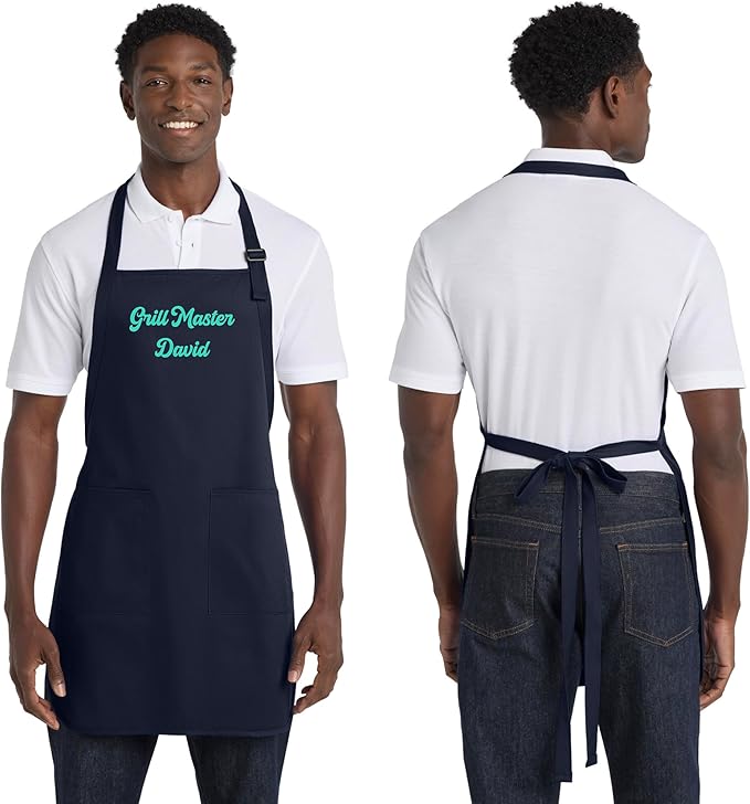 Custom Text Cooking & BBQ Apron – Personalized Chef or Grill Gift – Full Length (1-3 Lines)