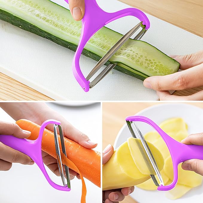 Upgrade 2 pack Veggie cabbage shredder for coleslaw stainless steel cucumber carrot Potato peeler grater slicer,Kitchen gadgets (purple)