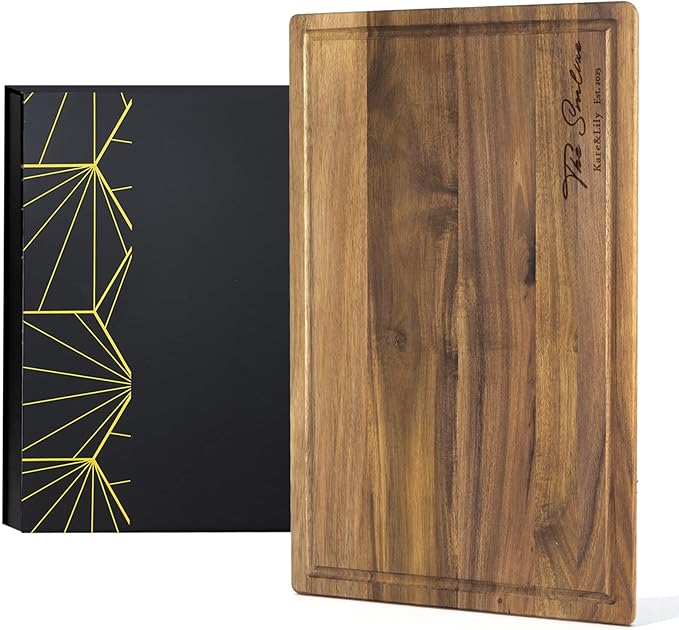 Personalized Acacia Wood Cutting Board - Laser Engraved Custom Board,Print in USA,Customizable Acacia Wood Cutting Board Eco-Friendly Wood,Gift for Wedding, Housewarming,Christmas