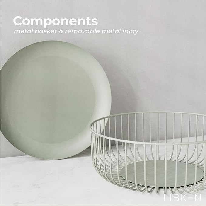 Wire Fruit Bowls-Stylish Metal Wire Fruit Basket for Kitchens-Decorative Fruit and Veg Storage Holder-Ideal Kitchen Accessories for Modern Decor-Light Green, 1 Unit, H4xL11xW11in - Heavy weight