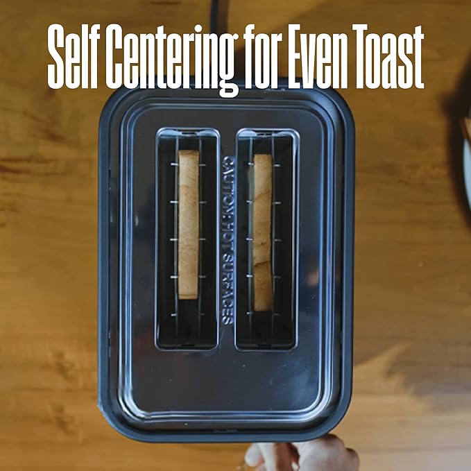 Westinghouse Scandinavian Design Toaster with Wide Slots, Removable Crumb Tray, 6 Browning Levels, and Cancel/Reheat/Defrost Options - for Bread, Bagels, & Waffles - Black with Wood Finish, 2-Slice