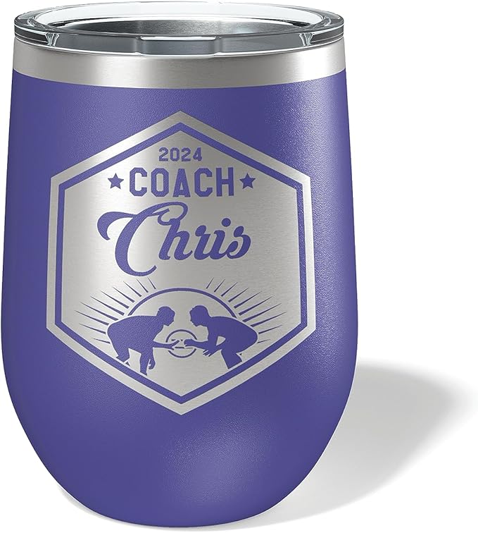 Wrestling Coach gifts, Tumbler, Coach tumbler, Wrestling gifts, Coach Beer glass, Coach gift, Wrestling Coach, Coach gifts, Wrestling Coach (Wrestling Hexagon, Purple, 12oz Wine Tumbler)