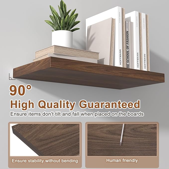 12 Inch Deep Floating Shelves for Wall 3 Pack Floating Shelfs Large Storage Space Wall Decor Display Shelf for Bathroom Living Room Bedroom Kitchen 40" W x 12" D x 1.2" H Walnut