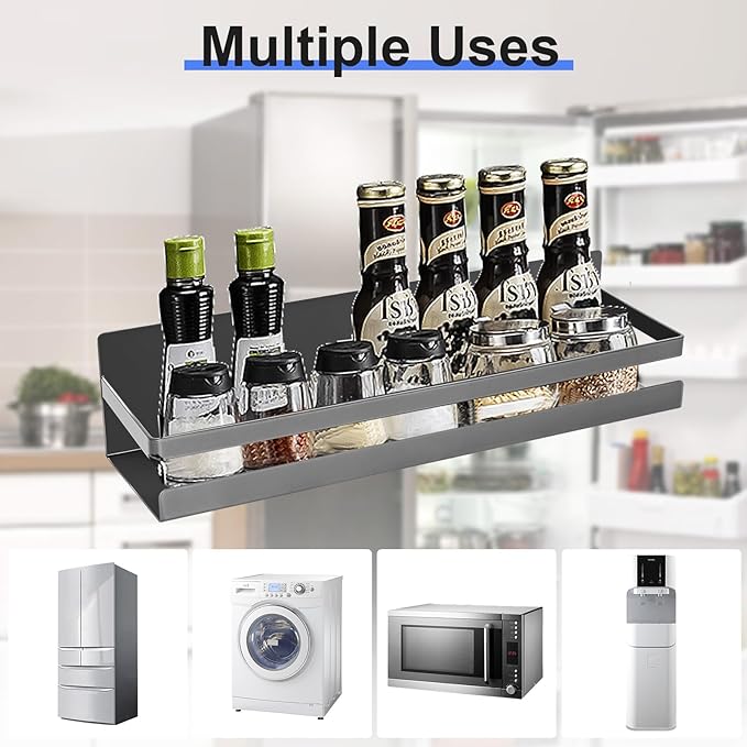 Uten Large Spice Rack for Refrigerator, 2 Pack Strong Magnetic Shelves, Moveable Fridge Organizer, Perfect Space Saver
