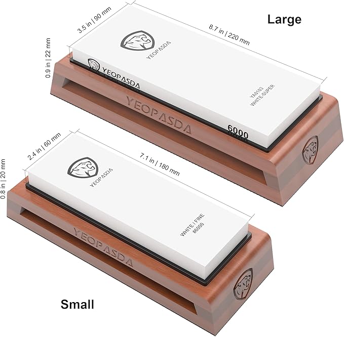Premium Knife Sharpening Stone Kit - YeopAsda 3 Sides Grit 400/1000/6000 Whetstones - Knife Sharpener Stone with Non-Slip Wood Base, Angle Guide & Cut Resistant Gloves