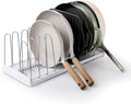 YouCopia StoreMore Expandable Cookware Rack with Tall Steel Wires, 12.5"-22" Wide Adjustable Pan Organizer for Kitchen Cabinet Storage, Premium Edition