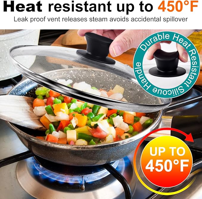 Tempered Glass Lid for Instant Pot 8 Quart - 10.2-Inch Pressure Cooker Accessories,Replacement Parts with Silicone Top Knob & Steam Vent - Heat-Resistant, Dishwasher Safe