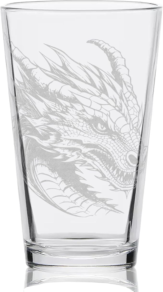 LumEngrave DRAGON Engraved Pint Beer Glass | Great gift for fantasy creature enthusiasts!
