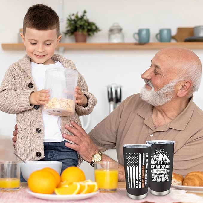 Great Grandpa Gifts, Christmas Gifts for Great Grandpa, Great Grandfather Gift from Grandkids, Promoted to Great Grandfather Gift, 20 oz Stainless Steel Tumbler