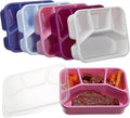 Honeydak 5 Pack Snack Containers 4 Compartment Bento Snack Boxes Reusable Lunchable Containers with Lids Divided Meal Prep Lunch Food Storage Box for School Work Travel(Elderberry,Mixed)