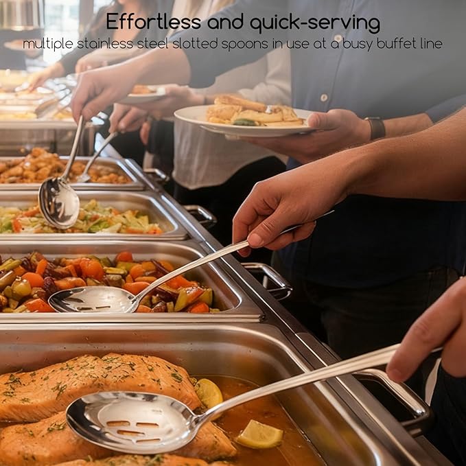 SOLEADER Extra Large Serving Spoons Set of 12,Foodgrade 18/8 12 Inch Stainless Steel Serving Spoon,Buffet Serving Utensils,Spoons Silverware,Cooking Spoon,Pasta Spoon,Mixing Spoon