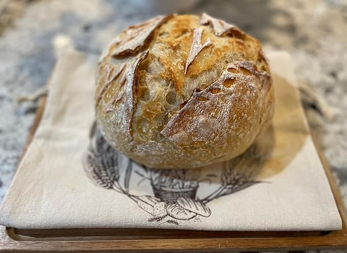 Natural Organic Linen Bread Bags - 2 pack - Large 13 x15 inches. Ideal for Homemade Bread, Reusable, Gift, Christmas Gift, Storage for Artisan - Bakery & Baguette Bag, no plastic
