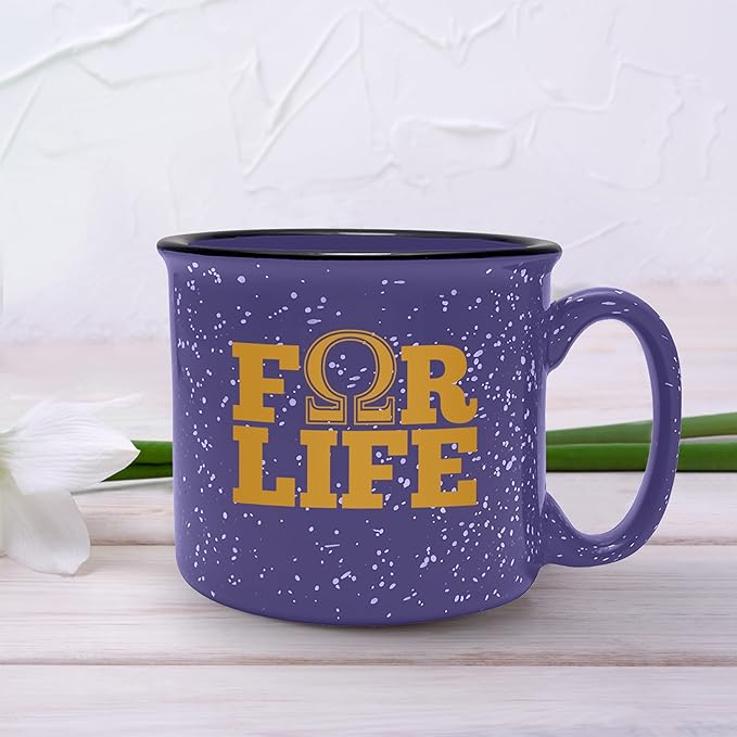 BBGreek Omega Psi Phi Fraternity Paraphernalia - Official Vendor - 15 oz Ceramic Campfire Mug - Omega For Life