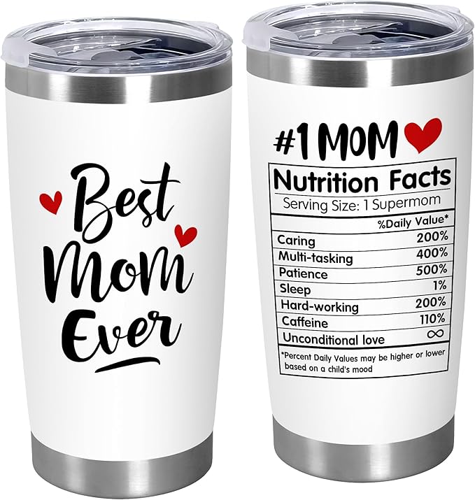 TEEZWONDER Christmas Birthday Gifts for Mom - 20 oz Stainless Steel Insulated Coffee Tumbler with Lid - Mothers Birthday Gifts from Daughter Son, Mothers in Law, Mama, Grandma, Tumblers for Women