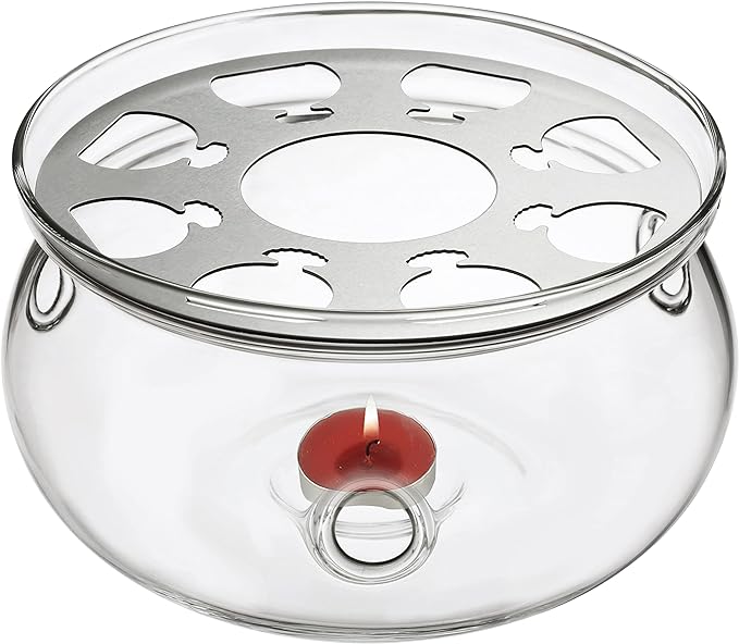CnGlass Universal Glass Teapot Warmer,Handcrafted with Heat Proof & Lead-Free Glass Tealight Warmer 5.3 in/13.5cm diameter (Candle not Included)