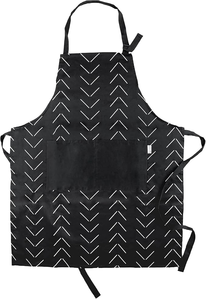 Adjustable Designer Kitchen Apron for Adults | Cotton Cooking Apron with Pockets and Adjustable Neck Buckle