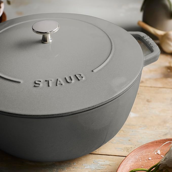 Staub Cast Iron Essential French Oven, Dutch Oven, 5-quart, serves 5-6, Made in France - Graphite Grey