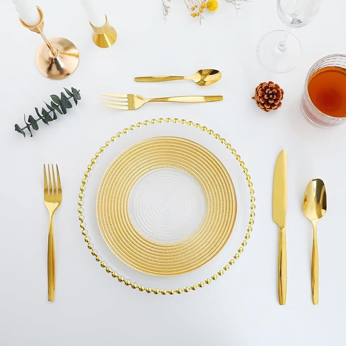 Gold 60-Piece Silverware Set,Stainless Steel Flatware Utensils Cutlery Set for 12,Including Steak Knife Fork and Spoon,Dishwasher Safe,Modern Tableware for Home & Dining