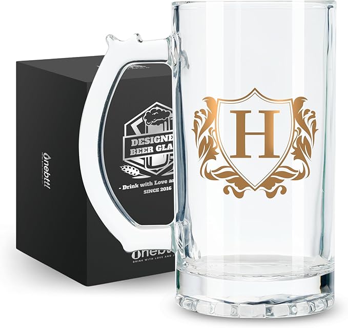 Onebttl Personalized Beer Stein Mug - 17 oz Heavy Beer Stein with Handle for Men - Boss Birthday