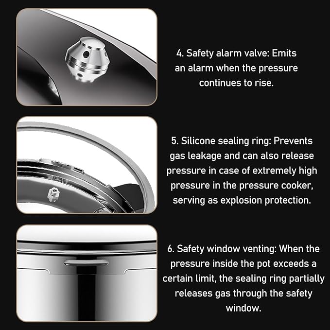 Stainless Steel Pressure Cooker, 80Kpa High Pressure Pressure Cooker with Safety Valve, Instant Cookware for Induction, Gas, Electric Cookware