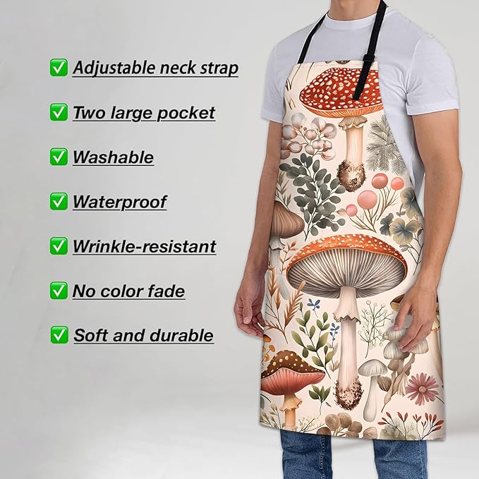 Octopus Apron for Women Men 28x33in, Kitchen Chef Aprons with 2 Pockets, Polyester, Underwater Octopus Apron