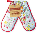 Maison d' Hermine Double Oven Mitts 100% Cotton 7"x35" Double Oven Mitt BBQ Cooking Gloves with Loop, Baking, Grilling, Handling Hot Pans, Jardin D'Ete - Mint - Spring/Summer