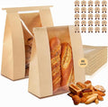 60 Pack thicker Large Paper Bread Bags,for Homemade Bread(13.7x8.2x3.7in)& Tin Tie Tab Lock.with Window Sourdough bags &75pcs Sealing Stickers,for Packaging and Storage of Baked Goods
