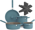 bella 9 Piece Ceramic Nonstick Cookware Set, Fits-anywhere™ Kitchenware w EverGood™ Coating, Dishwasher & Oven Safe, All Stovetops Compatible, Stackable Design, Cool Touch Handles, Surf