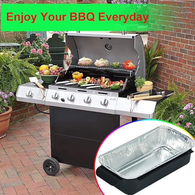 Drip Pans Compatible with Charbroil Grills 9328812P06 Foil Liner 30-Pack l Fits Char Broil Grease Tray G416-0015-W1, Disposable Aluminum Foil 7.6" L x3.4 W x1.7 D