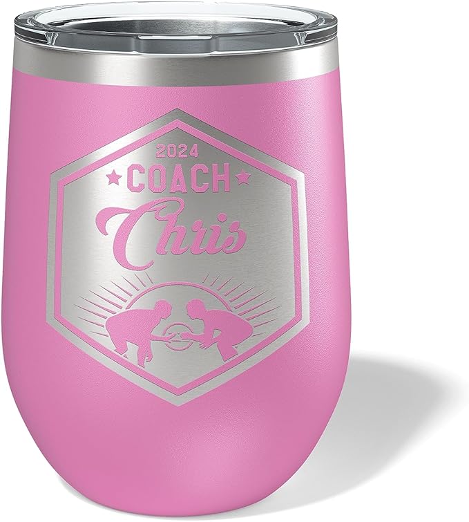 Wrestling Coach gifts, Tumbler, Coach tumbler, Wrestling gifts, Coach Beer glass, Coach gift, Wrestling Coach, Coach gifts, Wrestling Coach (Wrestling Hexagon, Lilac, 12oz Wine Tumbler)