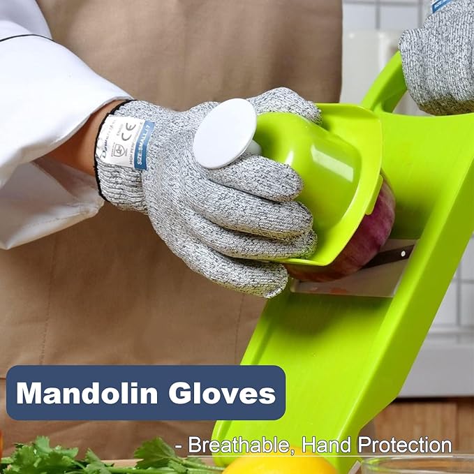 Dowellife Cut Resistant Gloves Food Grade Level 5 Protection, Safety Kitchen Cuts Gloves for Oyster Shucking, Fish Fillet Processing, Mandolin Slicing, Meat Cutting and Wood Carving. (Large-12 Pairs)