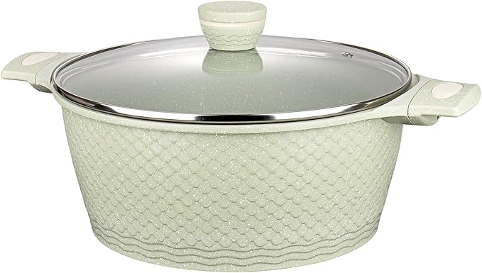 Nonstick Stock Pot with Lid 6.6QT, Large Soup Pot & Pasta Pot - Healthy Non-Toxic Granite Coating 100% PFOA/PFAS Free-Induction Compatible All Stoves - Cool-Touch Handles