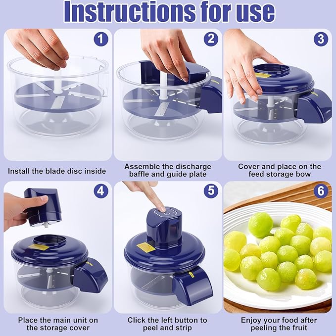 Automatic Grape Peeling Machine，Rechargeable Home Kitchen Aid Peeler, Electric Small Fruit Quick Peeler for Grapes, Garlic, Cherries and Cherry Tomatoes