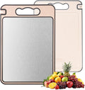 2-IN-1 Titanium Cutting Board for Kitchen Pure Titanium and Wheat Straw PP Scratch-Resistant 15.8x10.6 Inch, (Beige Titanium)