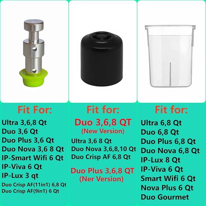 Replacement Parts for Instant Pot Duo/Duo Plus 8 Qt, Duo Nova 8 Quart and Ultra 80 8Qt, Include Steam Release Handle, Sealing Ring, Float Valve, Anti-Block Shield and Condensation Collector Cup