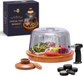 Cocktail Smoker Kit with Wooden Base and Glass Dome, Perfect for Infusing Smoky Flavors into Old Fashioned Cocktails, Whiskey, and Foods with Included Wood Chips