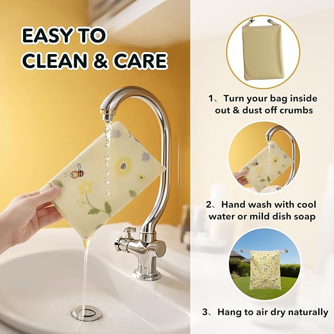 2 Pack Reusable Beeswax Bread Bags for Homemade Sourdough Bread, 17"×13" XL Cotton Beeswax Bags Keep Bread Fresh Sourdough bag, Freezer Safe Storage Container Keep Loaf Fresh