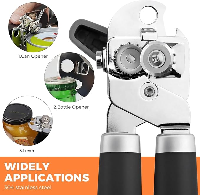 Can Opener Manual - Smooth Edge Manual Can Openers, Machine Wash Safe Durable Long Last Heavy Duty Stainless Steel Handheld Can Openers(No Magent) - Premium Kitchen Supplies Gadgets
