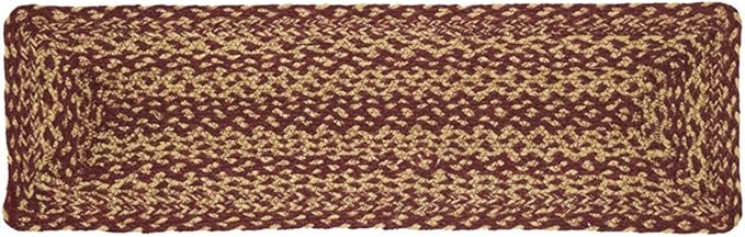 VHC Brands Burgundy Tan Jute Stair Tread