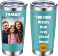 MEWAY Personalized Custom 20oz Stainless Steel Tumbler with Lid, Insulated Double Wall Vacuum Travel Coffee Tumbler Gifts with Text Photo Logo (Blue, 1pack)